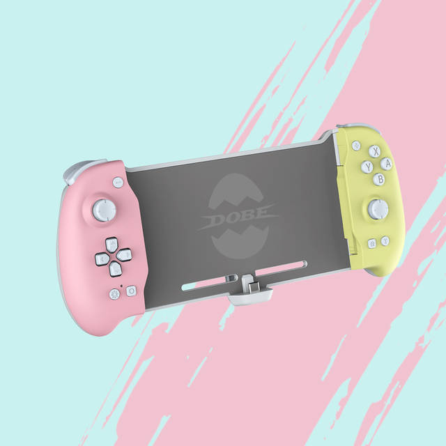 DOBE TNS-1188 PINK&YELLOW Eggshell Controller Gripcon Switch Controller for Handheld Mode, Ergonomic Controller for Nintendo Switch with 6-Axis Gyro, Dual Motor Vibration, Compatible with All Games of Switch (Pink and Yellow) | TNS-1188 PINK&YELLOW