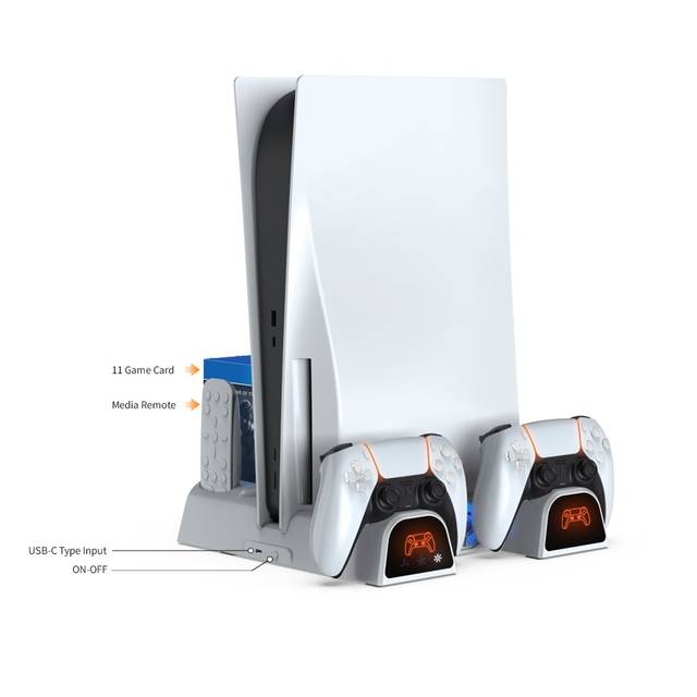DOBE TP5-3532B PS5/PS5 Slim Stand and Multifunctional Cooling Station with RGB LED Controller Charging Station for Playstation 5 Console, PS5/PS5 Slim Accessories with Cooling Fan | TP5-3532B