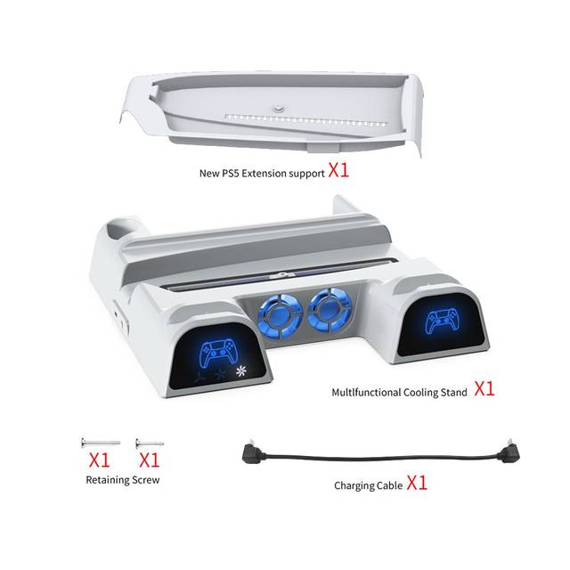 DOBE TP5-3532B PS5/PS5 Slim Stand and Multifunctional Cooling Station with RGB LED Controller Charging Station for Playstation 5 Console, PS5/PS5 Slim Accessories with Cooling Fan