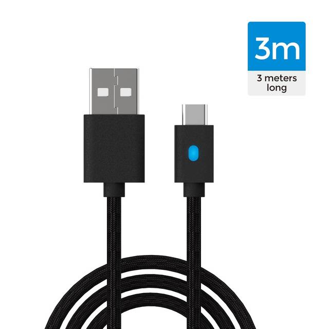 DOBE TY-0803 10ft Braided USB C Stronger 1A Charging Cable Compatible with ps5 Controller, Switch ProController, Google Controller, Xbox one Elite 2 Controller, Xbox series Controller, switch Controller, Mobile | TY-0803B