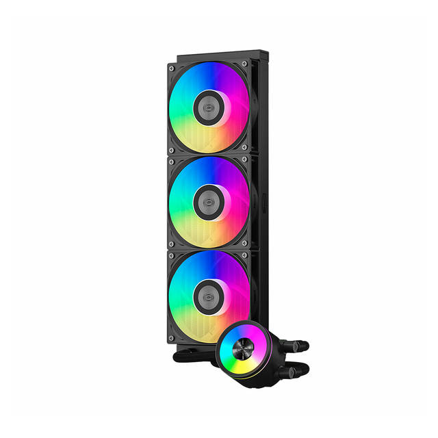PCCOOLER DA360 PRO ARGB CPU Liquid Cooler, 360mm AIO Water Cooling with 120mm Silent ARGB Fans, Infinite Halo Lighting, for Intel LGA 115X/1200/1700/20XX & AMD AM4/AM5, High-Performance Black Cooler | DA360 PRO ARGB BK