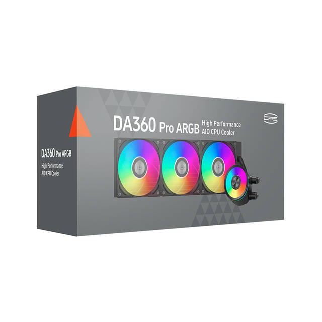 PCCOOLER DA360 PRO ARGB CPU Liquid Cooler, 360mm AIO Water Cooling with 120mm Silent ARGB Fans, Infinite Halo Lighting, for Intel LGA 115X/1200/1700/20XX & AMD AM4/AM5, High-Performance Black Cooler | DA360 PRO ARGB BK