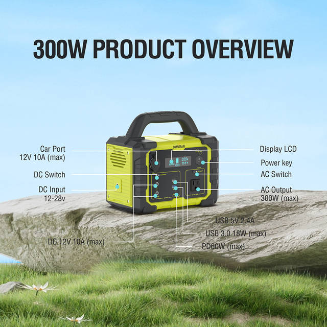 OMNIBAR 300W Portable Power Station | PYS-PEI-U00300 YELLOW GREEN