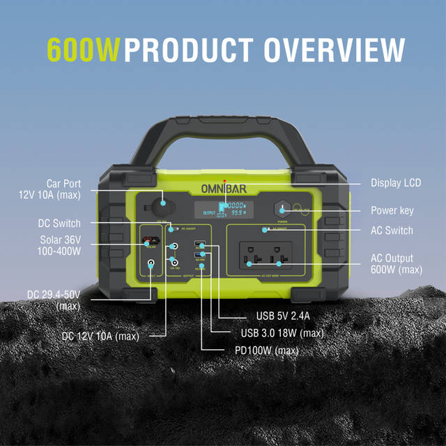 OMNIBAR 600W Portable Power Station | PYS-PEI-U00600 YELLOW GREEN