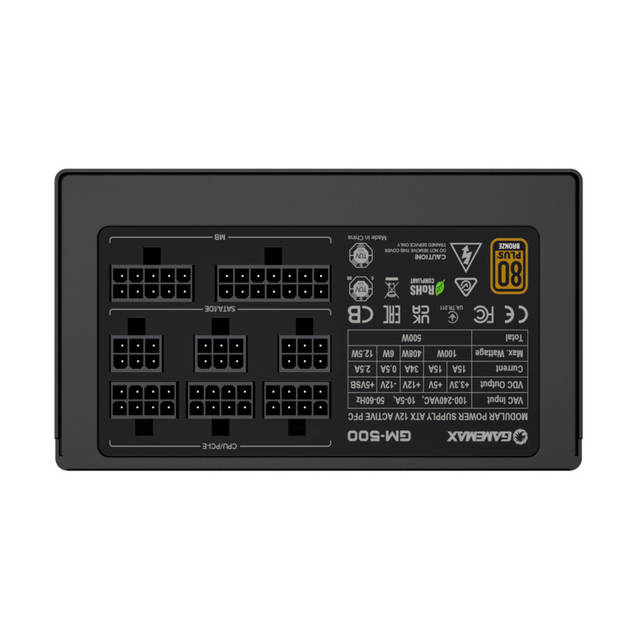 GAMEMAX GM Series GM-500 Modular Power Supply, Semi-Modular, 80 Plus Bronze, Black | GM-500 MODULAR