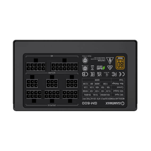 GAMEMAX GM Series GM-600 Modular Power Supply, Semi-Modular, 80 Plus Bronze, Black | GM-600 MODULAR
