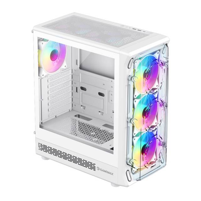 GameMax Starlight 2 AW ATX Mid Tower White PC Case with Tempered Glass Side Panel, Excellent Cooling, and Versatile Storage Support | STARLIGHT 2 AW
