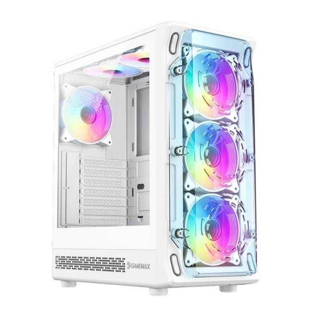 GameMax Starlight 2 AW ATX Mid Tower White PC Case with Tempered Glass Side Panel, Excellent Cooling, and Versatile Storage Support | STARLIGHT 2 AW