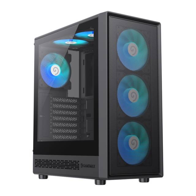 GameMax Storm 2 AB ATX Mid Tower Gaming Case - 6 Fans ARGB Black, Tempered Glass Left Side Panel | STORM 2 AB