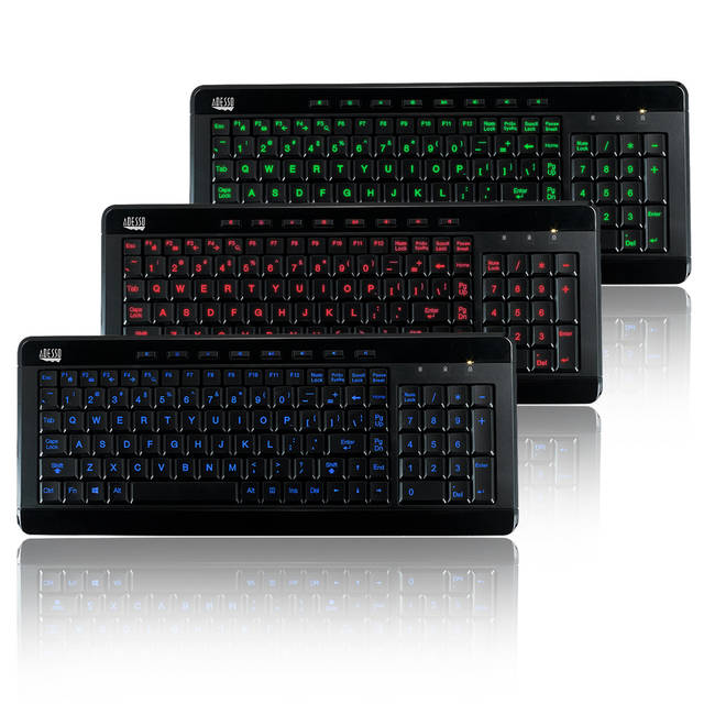 Adesso 3-Color Illuminated Compact Multimedia Keyboard | AKB-120EB