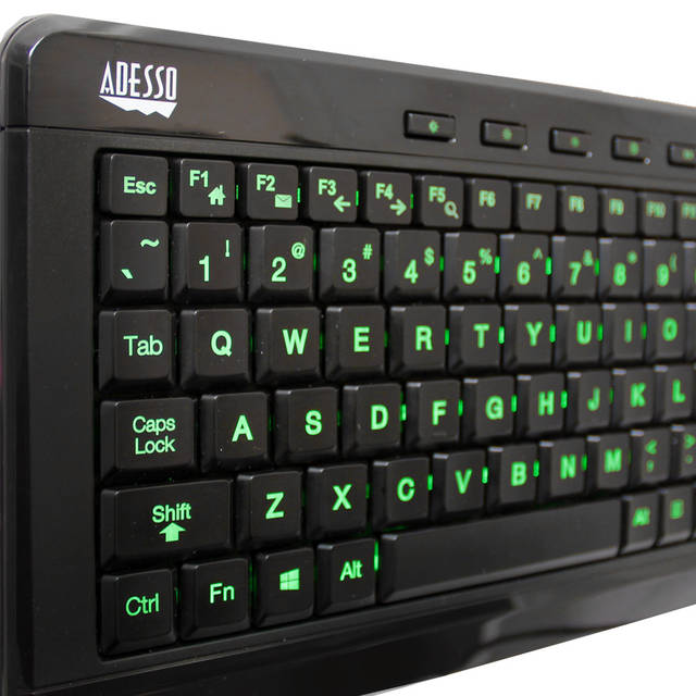 Adesso 3-Color Illuminated Compact Multimedia Keyboard | AKB-120EB
