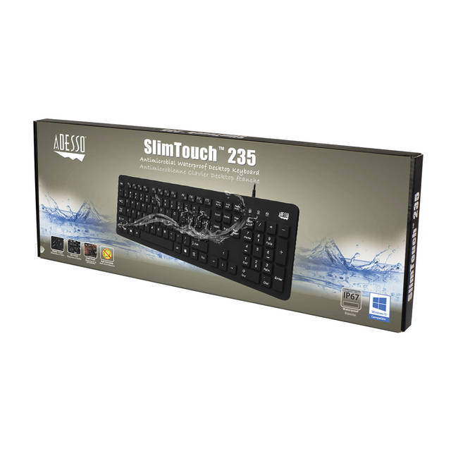 Adesso Antimicrobial Waterproof Desktop Keyboard | AKB-235UB
