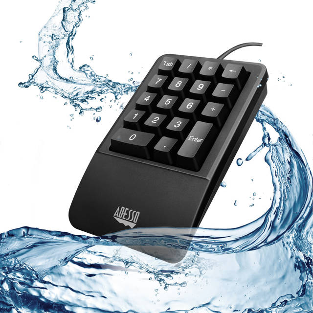 Adesso Antimicrobial Waterproof Numeric Keypad with Wrist Rest Support | AKB-618UB