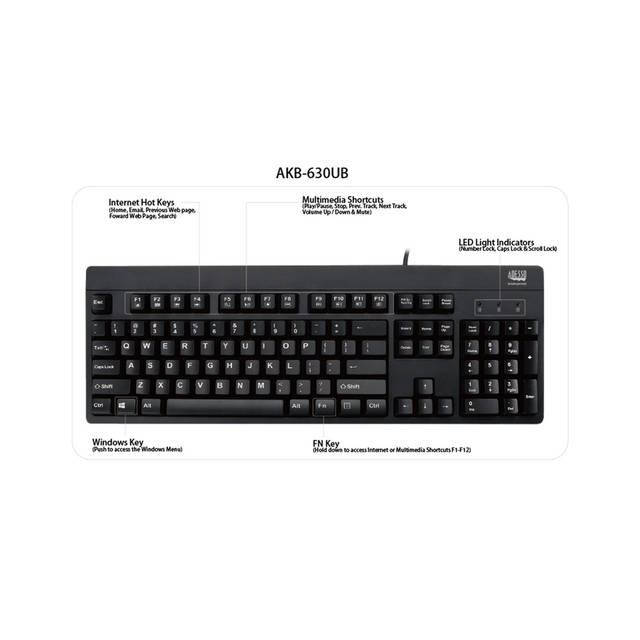 Adesso EasyTouch 630UB - Antimicrobial Waterproof Keyboard | AKB-630UB