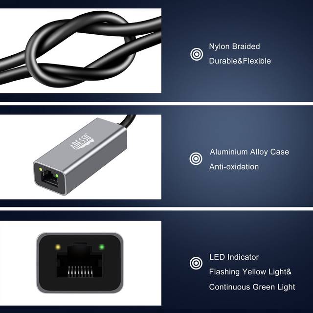 Adesso USB-C to Ethernet Network Adapter (TAA Compliant) | AUH-5000