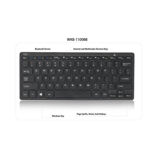 Adesso Bluetooth Wireless SlimTouch Mini Keyboard | WKB-1100BB