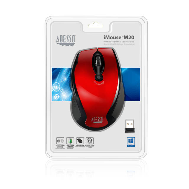 Adesso iMouse M20R - Wireless Ergonomic Optical Mouse | IMOUSE M20R