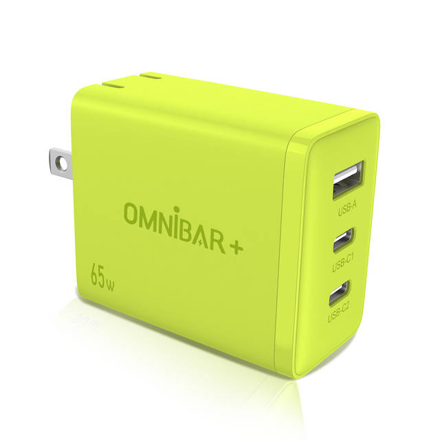 OMNIBARPLUS 65W USB C Charger - 3 Port GaN III Fast Charging Block, Support PPS PD 3.0 USB C Wall Charger | OMN-GAN-3PUS65EB O16-000008