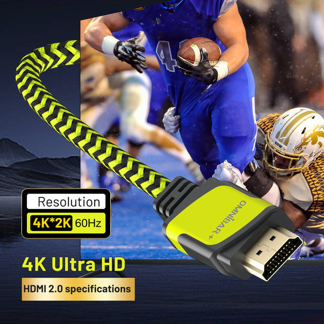 OMNIBARPLUS Basics High-Speed HDMI Cable, 6 ft (Black/ yellow-green) | OMN-HDMI-DP-0672  O16-000015