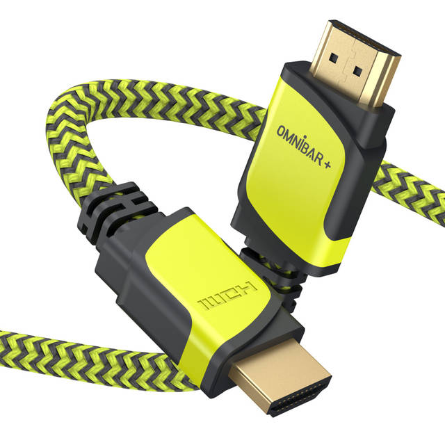 OMNIBARPLUS Basics High-Speed HDMI Cable, 6 ft (Black/ yellow-green) | OMN-HDMI-DP-0672  O16-000015