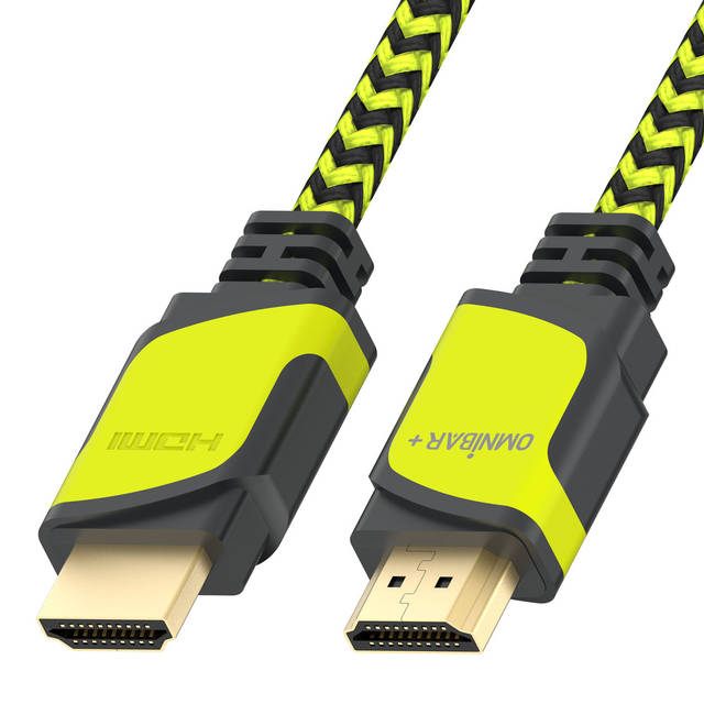 OMNIBARPLUS Basics High-Speed HDMI Cable, 6 ft (Black/ yellow-green) | OMN-HDMI-DP-0672  O16-000015