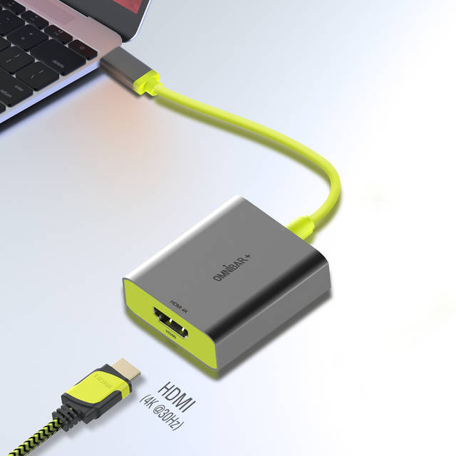 OMNIBARPLUS USB C Hub - 4K 60Hz HDMI, USB-C 5Gbps, 60W PD with USB-C 5Gbps, for MacBook, XPS, Surface Pro | OMN-HUB003 O16-000013