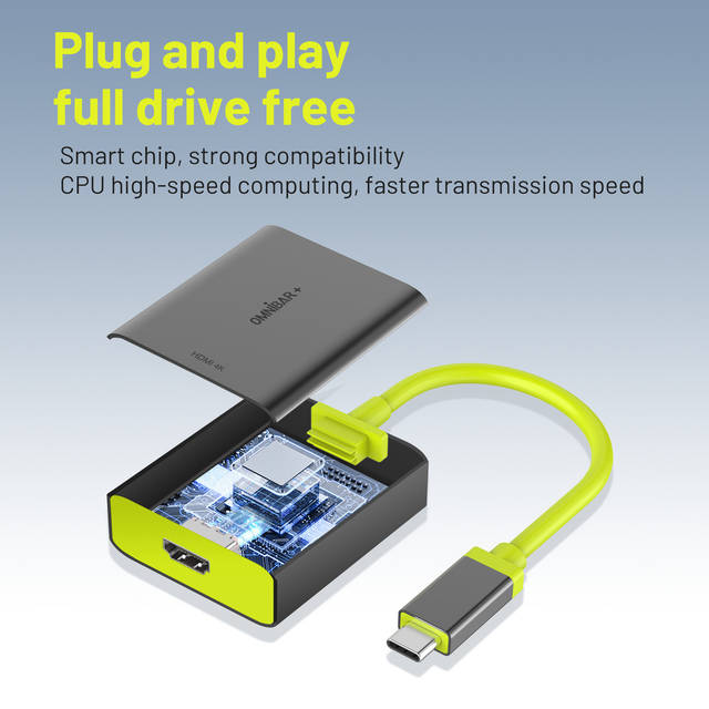 OMNIBARPLUS USB C Hub - 4K 60Hz HDMI, USB-C 5Gbps, 60W PD with USB-C 5Gbps, for MacBook, XPS, Surface Pro | OMN-HUB003 O16-000013