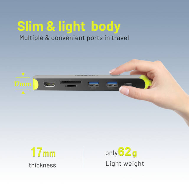 OMNIBARPLUS USB C Hub, 7-in-1 USB C to USB Hub Multiport with 4K HDMI, VGA, SD/TF Card Reader, 2 USB-A 3.0 5Gbps, 100W PD Charging Ports, USB Type C Docking Station for Laptop, MacBook Pro/Air and More | OMN-HUB-7P60B-10  O16-000012