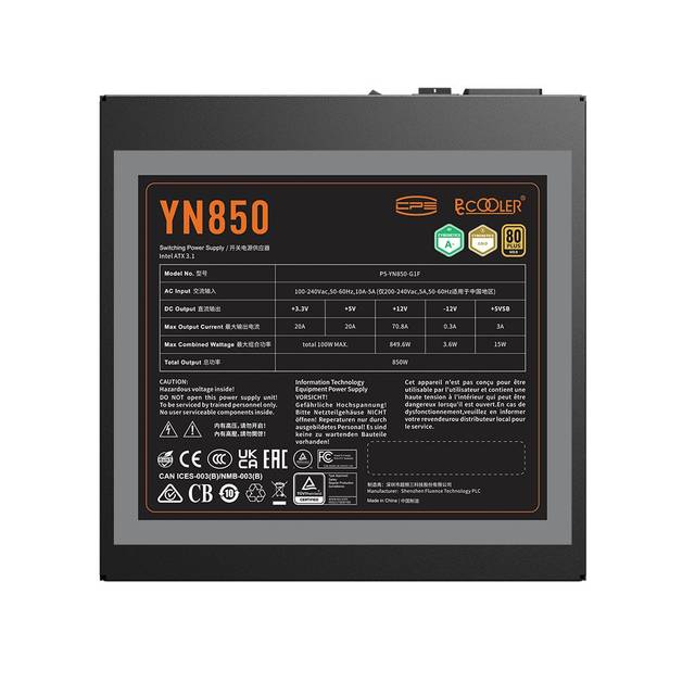 PCCOOLER 850W Power Supply | P5-YN850-G1FFBK1-US