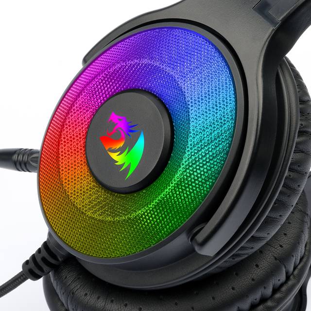 Redragon H350 RGB Wired Gaming Headset, Dynamic RGB Backlight - Stereo Surround-Sound - 50MM Drivers - Detachable Microphone, Over-Ear Headphones Works for PC/PS4/XBOX One/NS | H350RGB