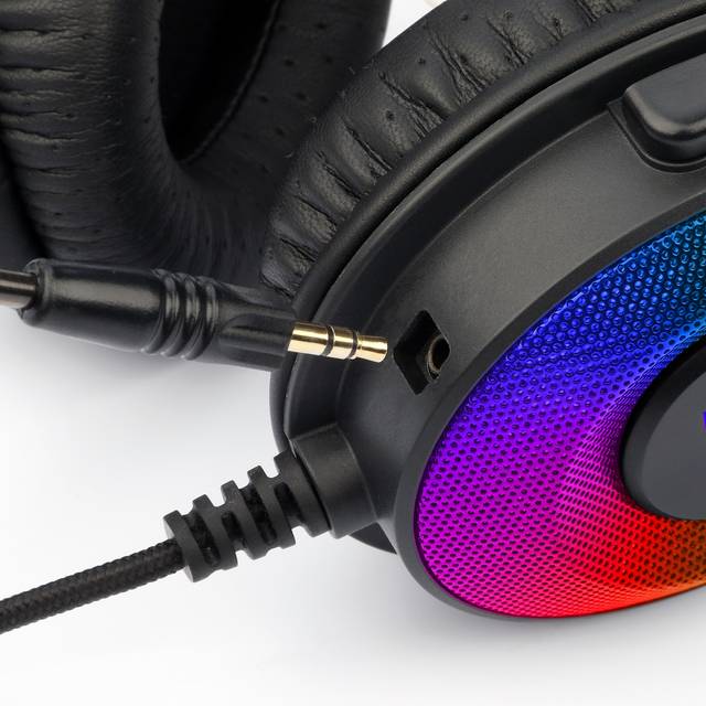 Redragon H350 RGB Wired Gaming Headset, Dynamic RGB Backlight - Stereo Surround-Sound - 50MM Drivers - Detachable Microphone, Over-Ear Headphones Works for PC/PS4/XBOX One/NS | H350RGB