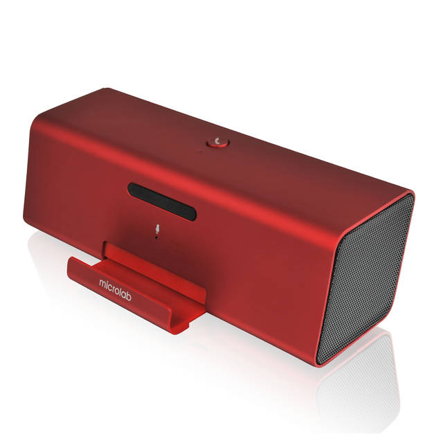 Microlab MD212 Wireless Bluetooth Portable Stereo Speaker w/ Microphone & Rechargeable Battery & Retractable Tray (Red) | MD212RED