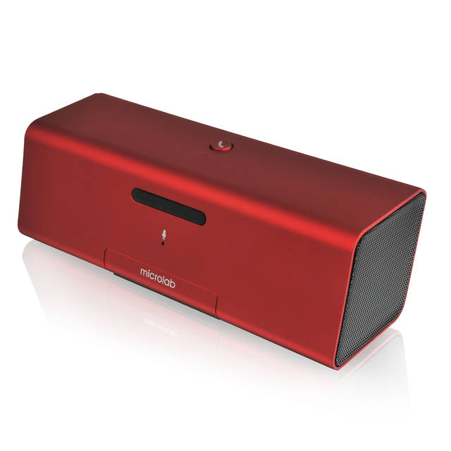 Microlab MD212 Wireless Bluetooth Portable Stereo Speaker w/ Microphone & Rechargeable Battery & Retractable Tray (Red) | MD212RED